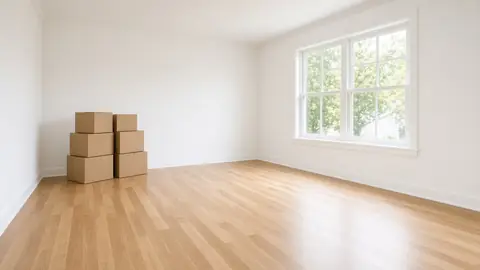 Empty room with moving boxes ready for a move-out clean