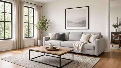 Clean, bright living room after a standard house cleaning
